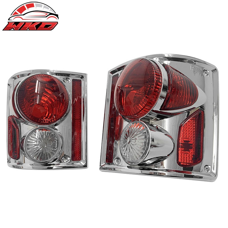 Fits 79-87 Chevy C10 73-87 C/K 3D Style Rear Tail Lights Chrome Housing Red Lens