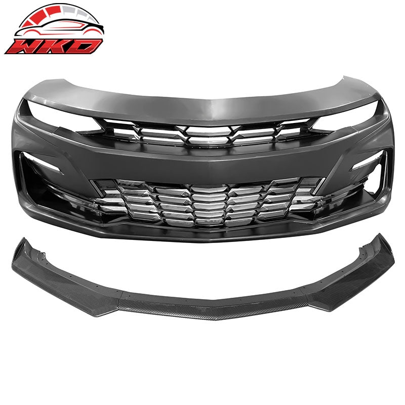 Wholesale 19-24 Chevy Camaro 19 SS Style Front Bumper Cover w/ Carbon Fiber Print Lip