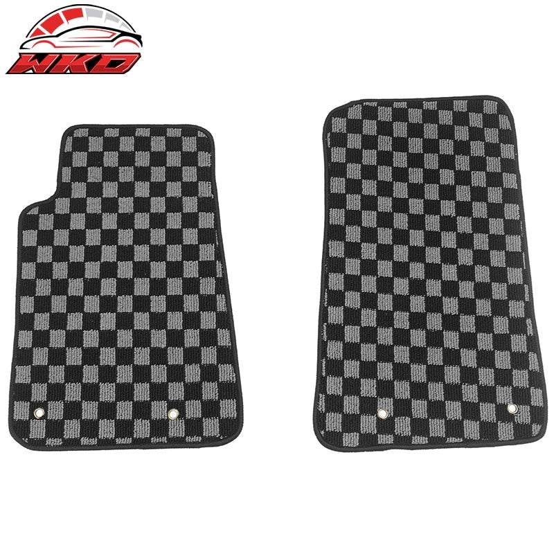 Wholesale 10-15 Chevy Camaro Floor Mats Non-Slip Carpets Checkered Black Gray Plaid - Wikond Auto