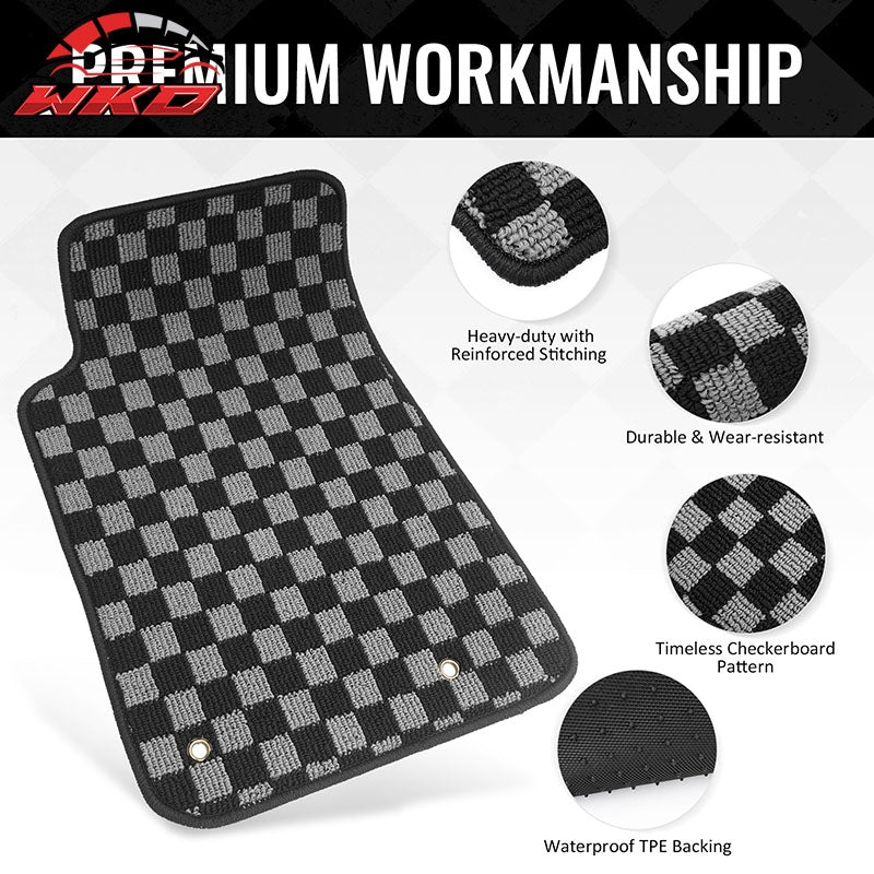 Wholesale 10-15 Chevy Camaro Floor Mats Non-Slip Carpets Checkered Black Gray Plaid - Wikond Auto