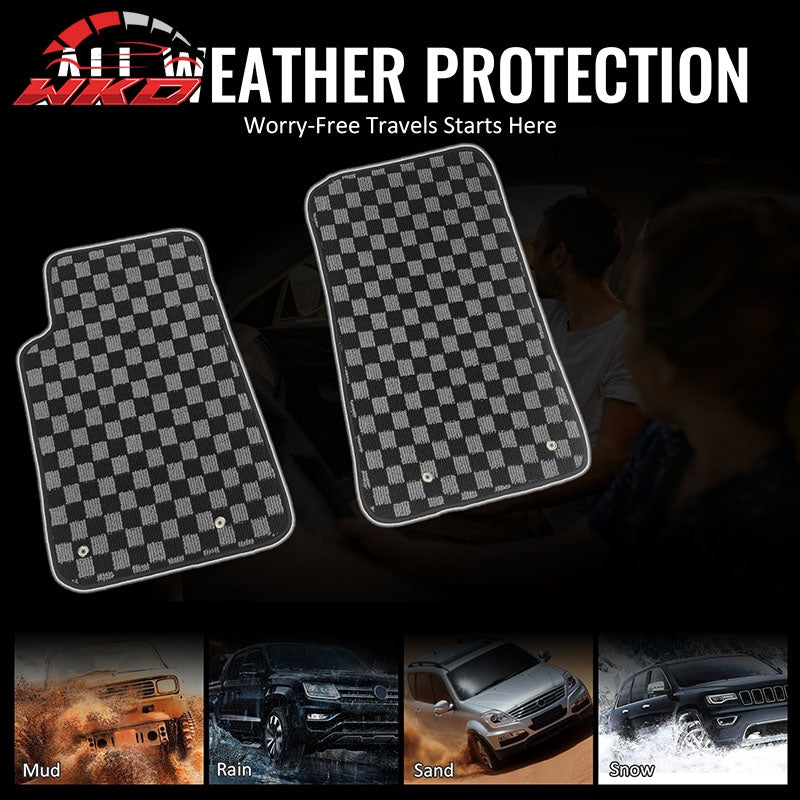 Wholesale 10-15 Chevy Camaro Floor Mats Non-Slip Carpets Checkered Black Gray Plaid - Wikond Auto