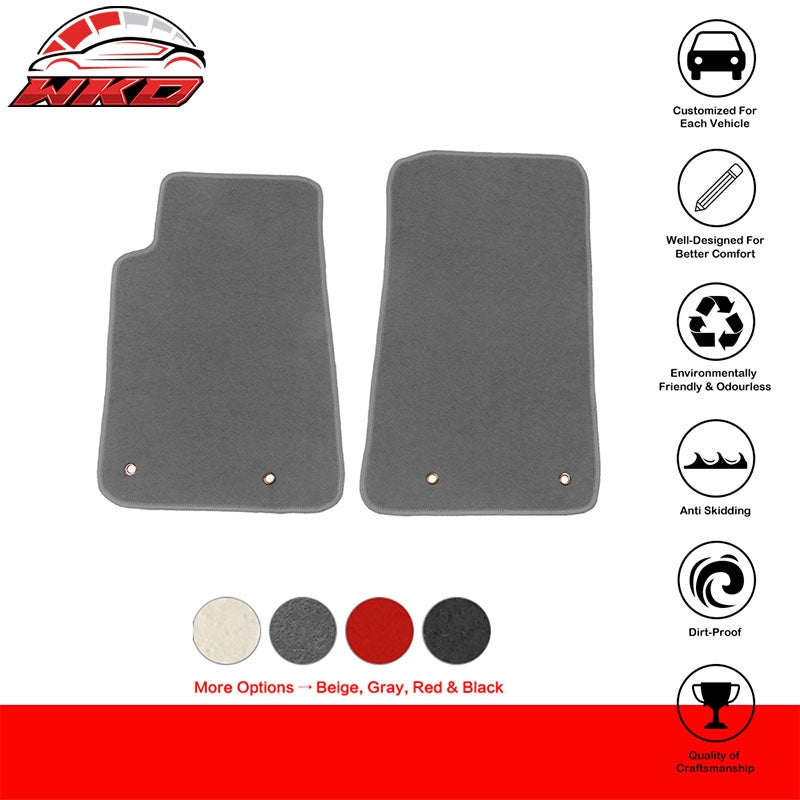 Fits 10-15 Chevy Camaro Floor Mats Nylon Grey Non-Slip Auto Carpets 2PC Set