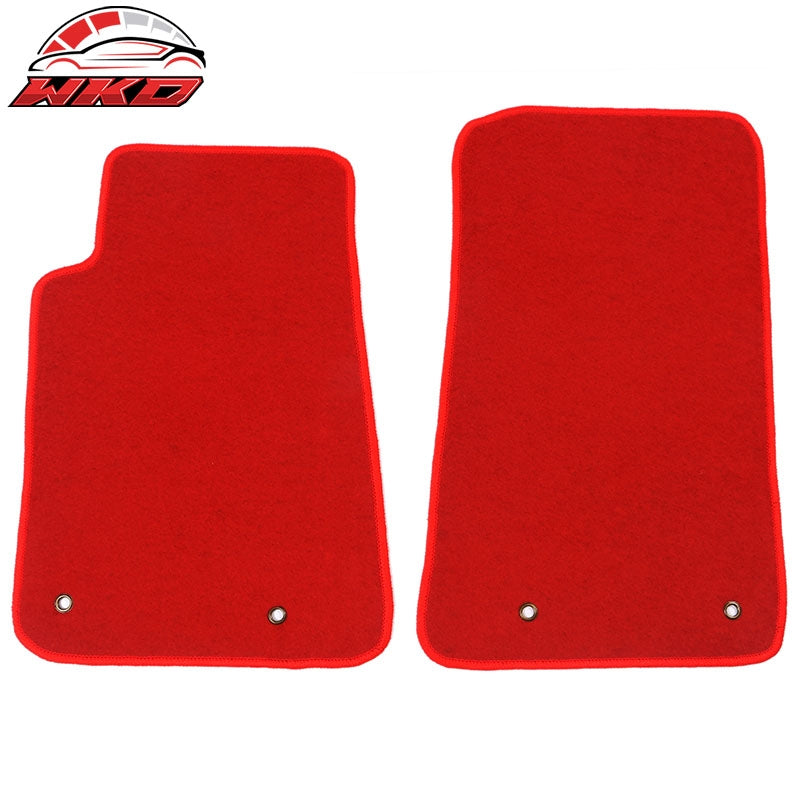Fits 10-15 Chevy Camaro Floor Mats Nylon Red Non-Slip Auto Carpets 2PC Set