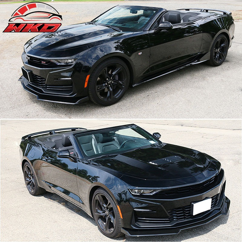 Fits 16-24 Chevy Camaro Front Bumper Lip 1LE Style Spoiler Gloss Black Splitter