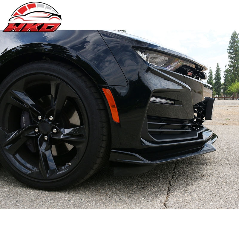 Fits 16-24 Chevy Camaro Front Bumper Lip 1LE Style Spoiler Gloss Black Splitter