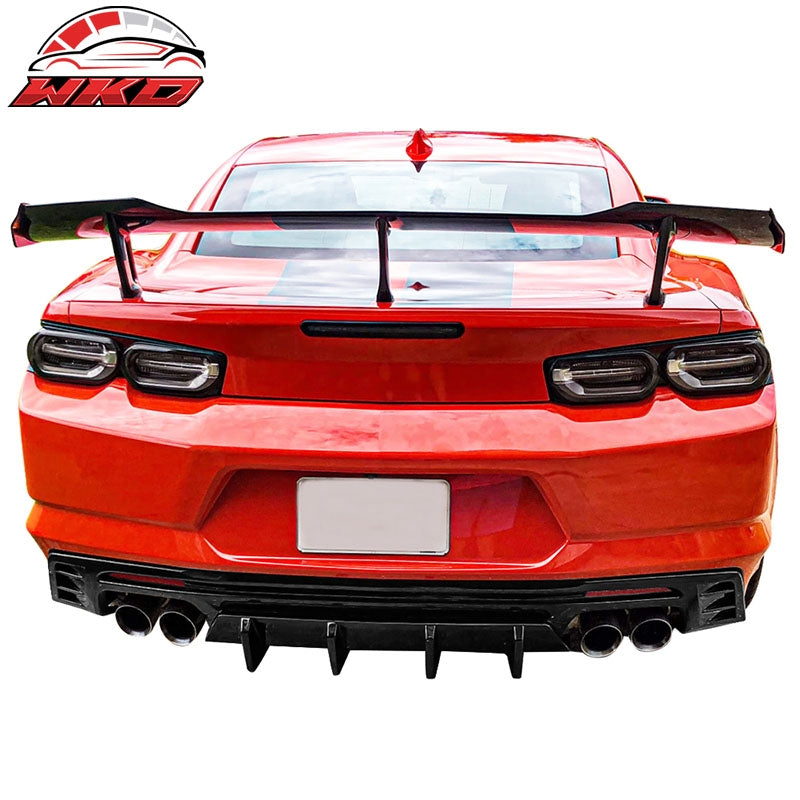 Fits 16-24 Chevy Camaro Ikon Style Rear Bumper Lip Diffuser 1PC Glossy Black PP