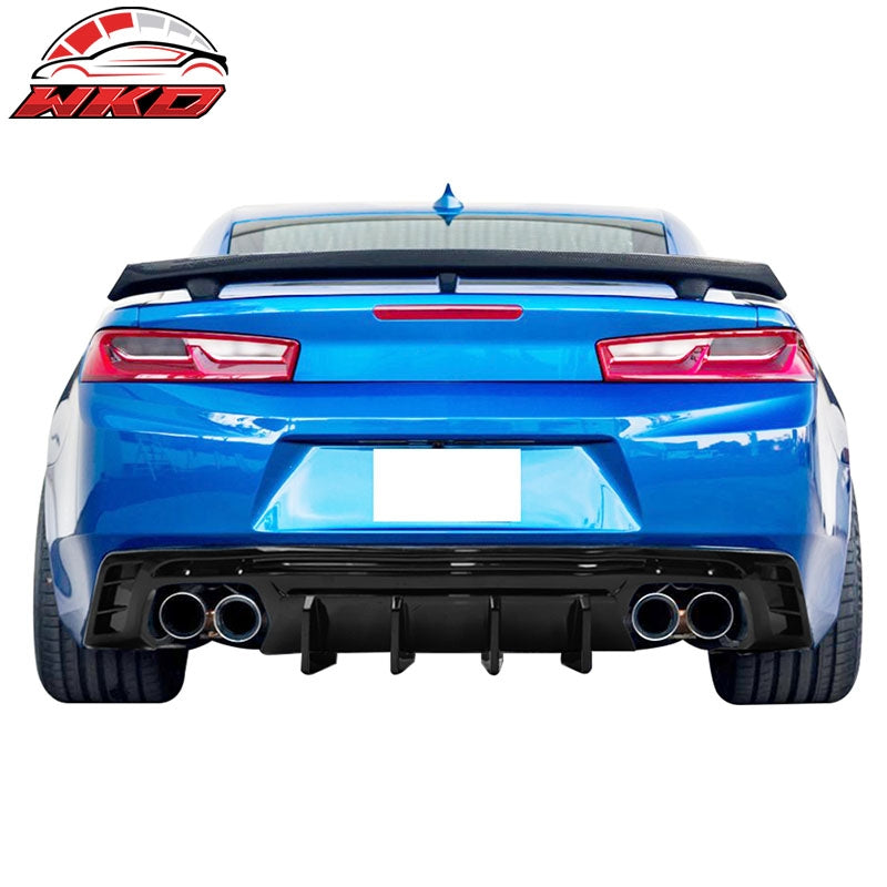 Fits 16-24 Chevy Camaro Ikon Style Rear Bumper Lip Diffuser 1PC Glossy Black PP