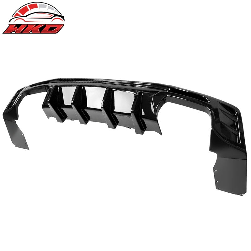Fits 16-24 Chevy Camaro Ikon Style Rear Bumper Lip Diffuser 1PC Glossy Black PP