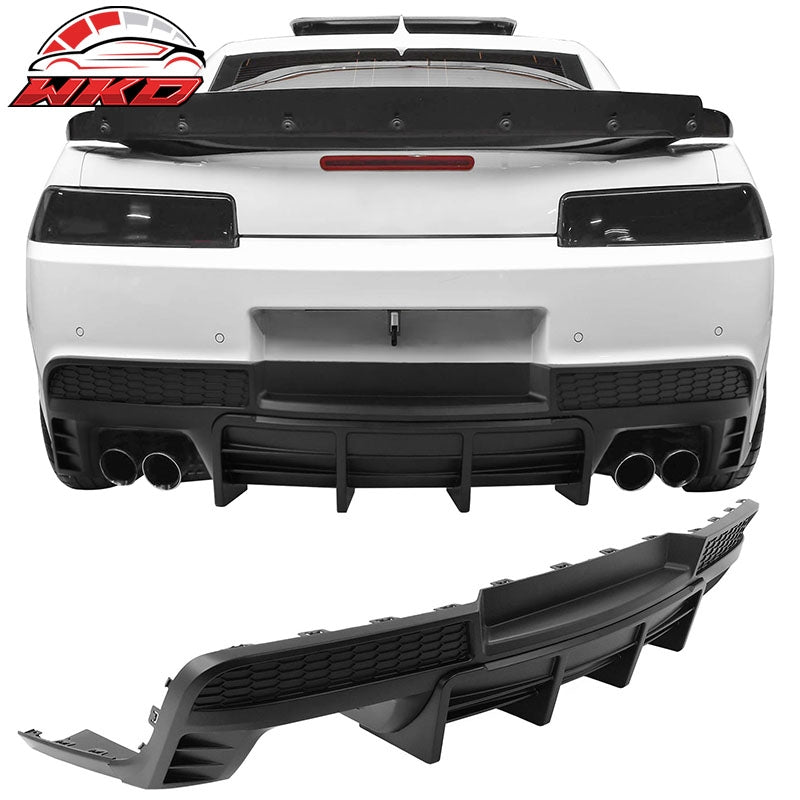 Wholesale 14-15 Chevy Camaro Ikon Style Rear Diffuser Bumper Lip Matte Black PP