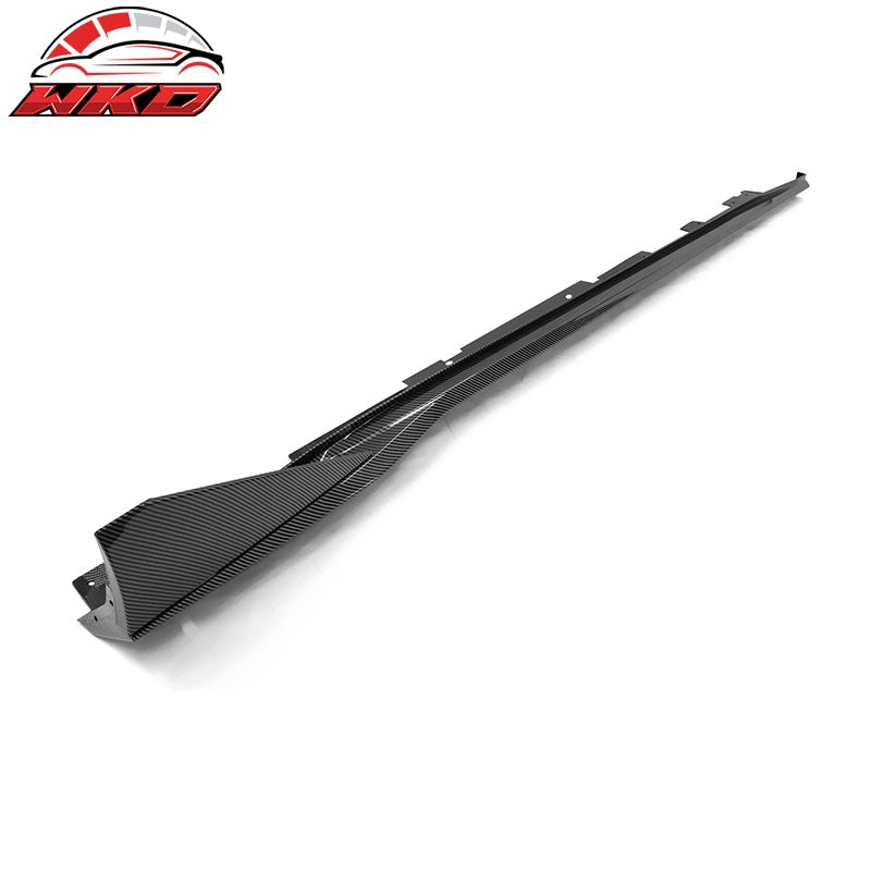 Fits 16-24 Chevy Camaro Ikon V3 Style 4PCS Side Skirts Carbon Fiber Print PP