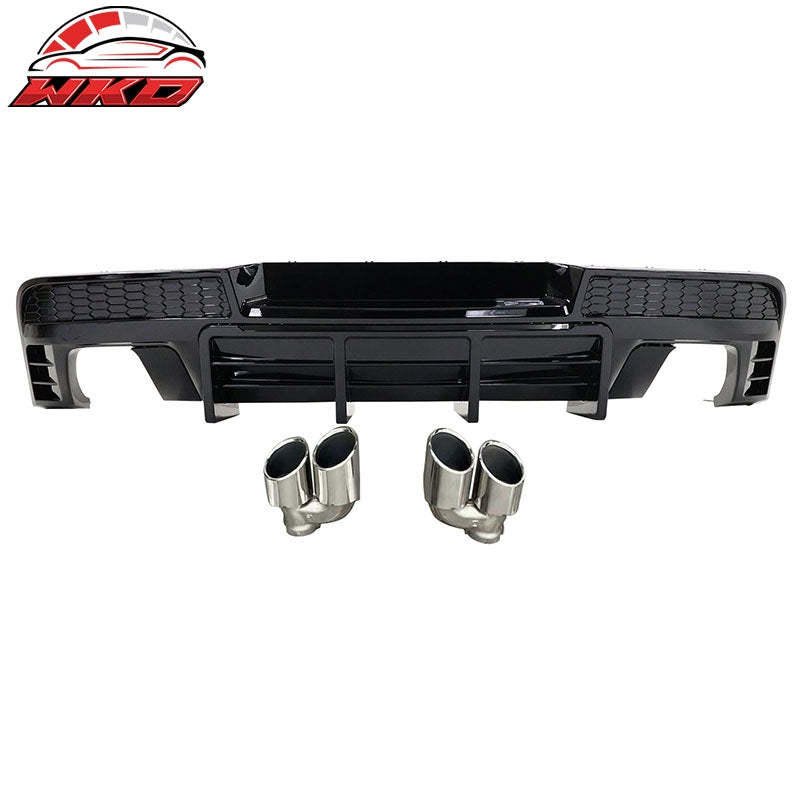 Wholesale 14-15 Chevy Camaro LT LS Ikon Gloss Black Rear Diffuser + Quad Exhaust Tips