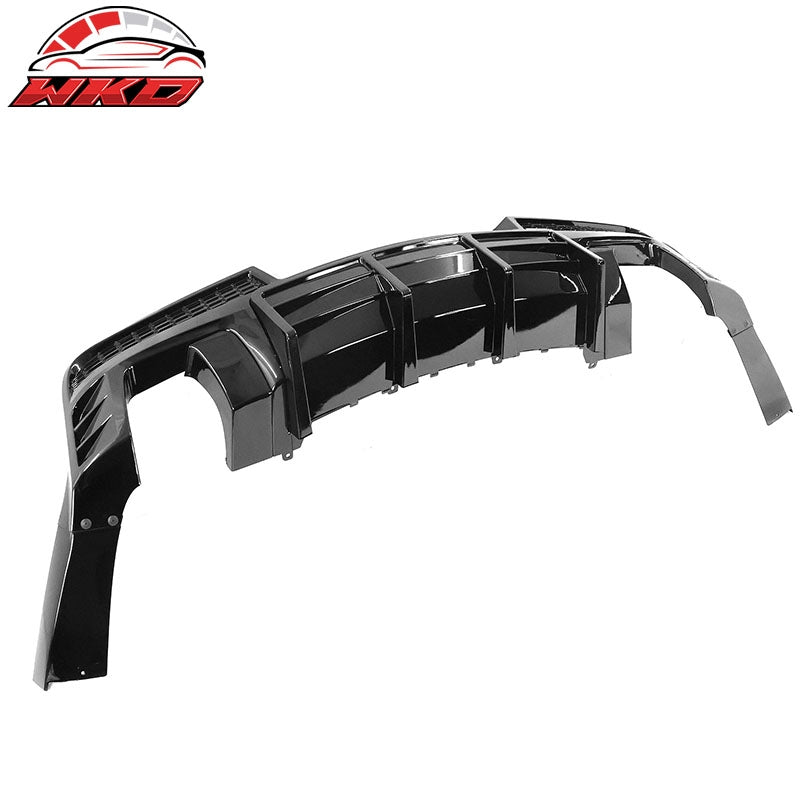 Fits 14-15 Chevy Camaro LT LS Ikon Gloss Black Rear Diffuser + Quad Exhaust Tips