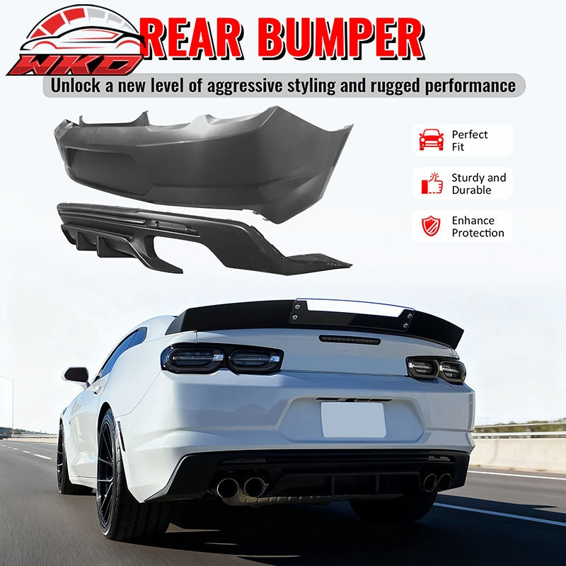 Wholesale 19-24 Chevy Camaro LT/LS/SS/ZL1 OE Style Rear Bumper Cover & Matte Diffuser - Wikond Auto