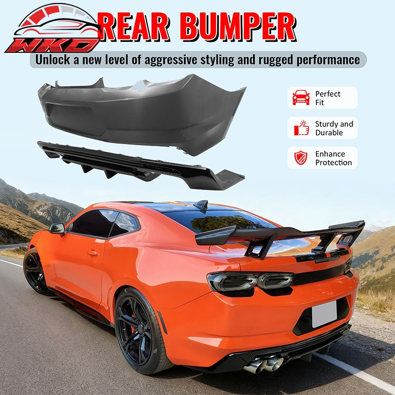 Wholesale 19-24 Chevy Camaro LT/LS/SS/ZL1 OE Style Rear Bumper Cover & Gloss Diffuser - Wikond Auto