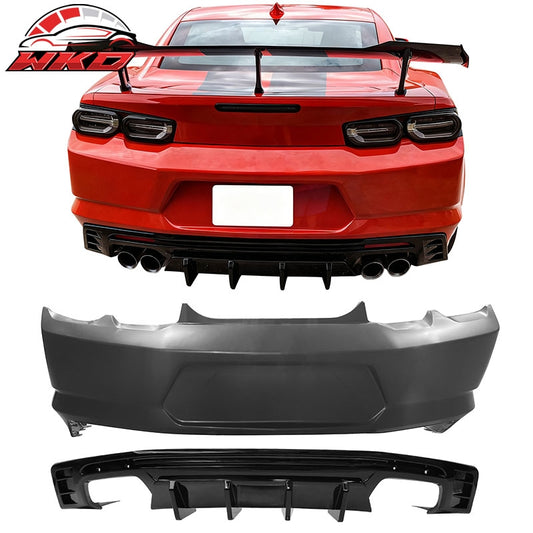 Wholesale 19-24 Chevy Camaro LT/LS/SS/ZL1 OE Rear Bumper Cover + IKON Gloss Diffuser - Wikond Auto