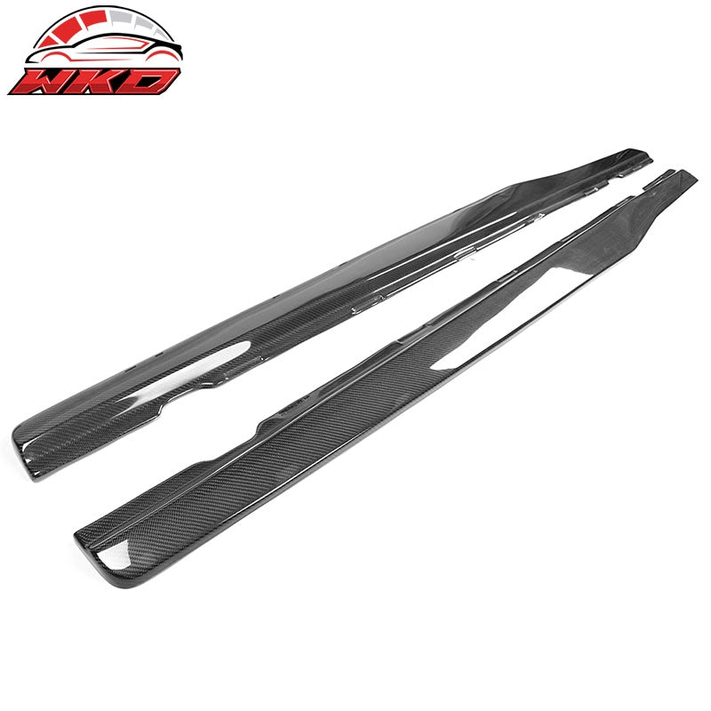 Fits 10-15 Chevy Camaro IKON Style Side Skirts Extension 2PC Matte Carbon Fiber