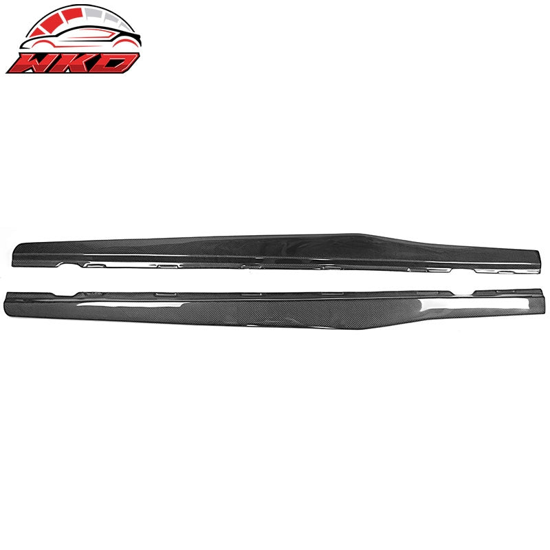 Fits 10-15 Chevy Camaro IKON Style Side Skirts Extension 2PC Matte Carbon Fiber