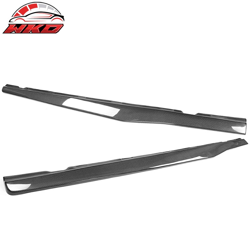 Fits 10-15 Chevy Camaro IKON Style Side Skirts Extension 2PC Matte Carbon Fiber