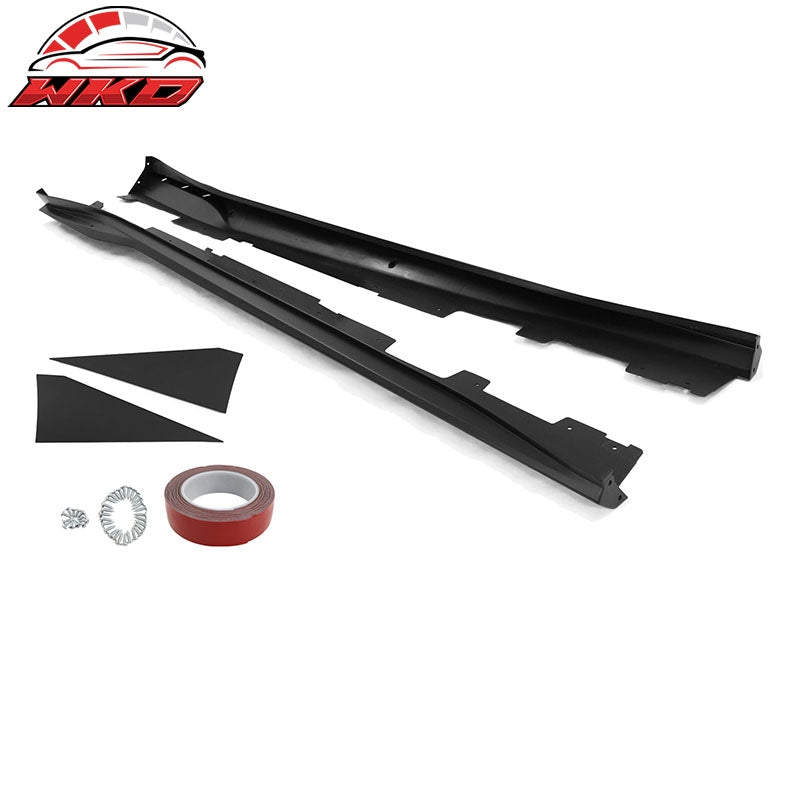 Fits 16-24 Chevy Camaro IKON V3 Style 4PCS Side Skirts Extension PP Matte Black