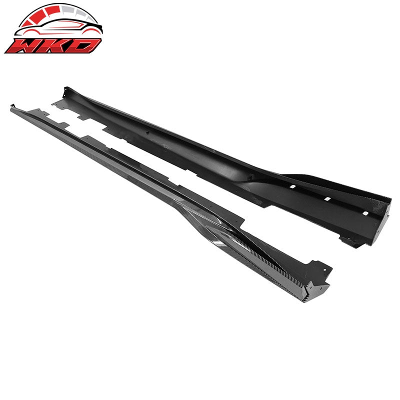 Fits 16-24 Chevy Camaro Rocker Style Side Skirts Lip Carbon Fiber Print 4PCS PP