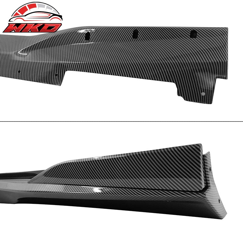 Fits 16-24 Chevy Camaro Rocker Style Side Skirts Lip Carbon Fiber Print 4PCS PP