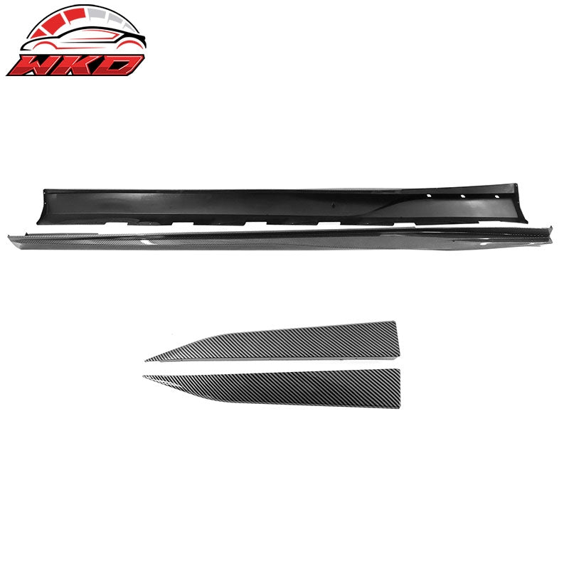 Fits 10-15 Chevy Camaro Rocker Style Add On Side Skirts Carbon Fiber Print PP