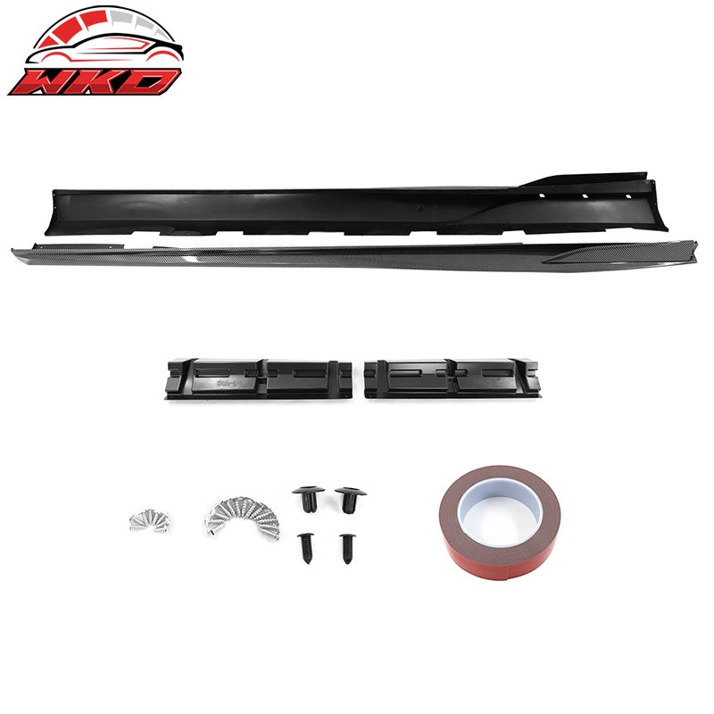Fits 10-15 Chevy Camaro Rocker Style Add On Side Skirts Carbon Fiber Print PP