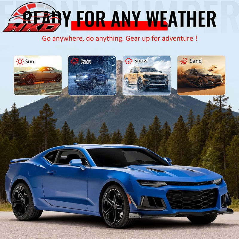 Fits 19-24 Chevy Camaro ZL1 Front Bumper Cover Conversion Kit Gloss Black Canard