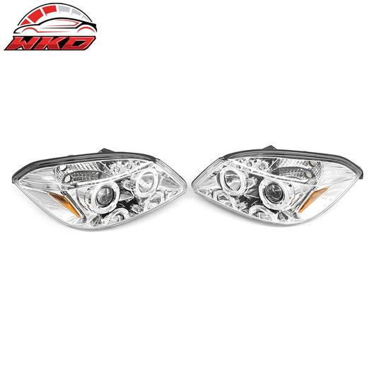 Wholesale 2005-2010 Chevy Cobalt LED Halo Head Lights Chrome Housing Clear Lens Pair - Wikond Auto