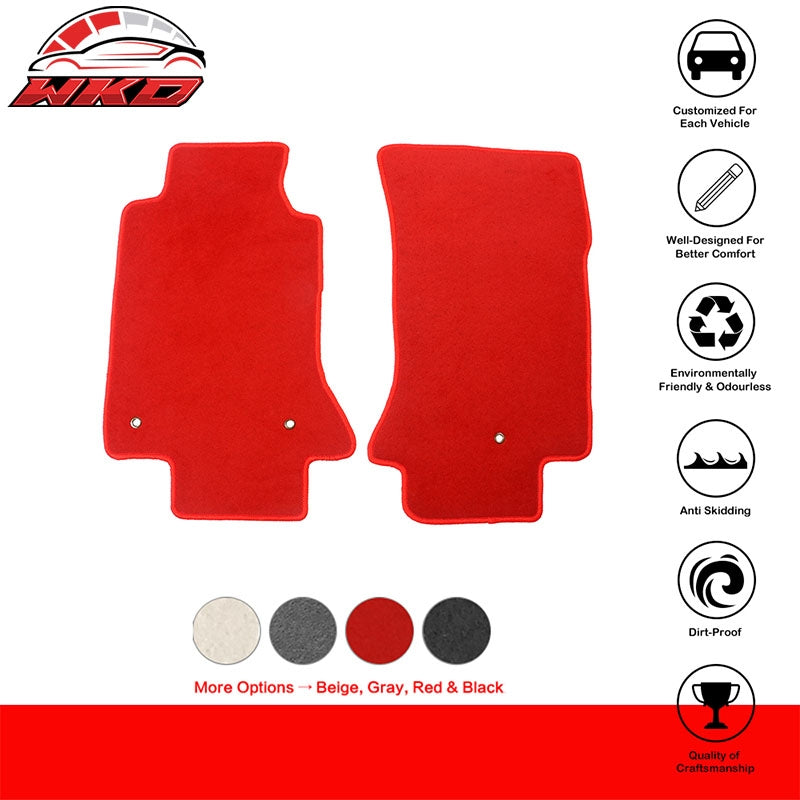 Fits 05-13 Chevy Corvette C6 Car Floor Mats Liner Front Nylon Red Carpets 2PC