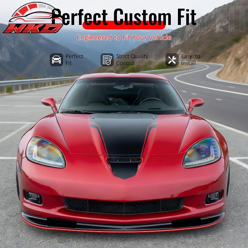 Wholesale 06-13 Chevy Corvette C6 Front Bumper Lip ZR1 Style 3PC Spoiler Gloss Black - Wikond Auto
