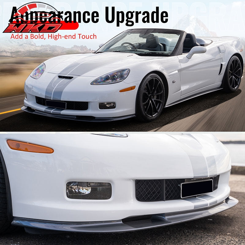 Fits 05-13 Chevy Corvette C6 Z06 Front Bumper Lip Spoiler ZR1 Style Unpainted PU