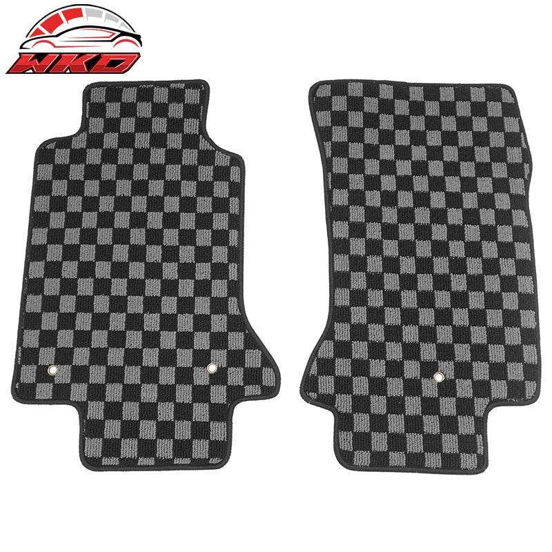 Wholesale 97-04 Chevy Corvette Floor Mats Non-Slip Carpets Checkered Black Gray Plaid - Wikond Auto