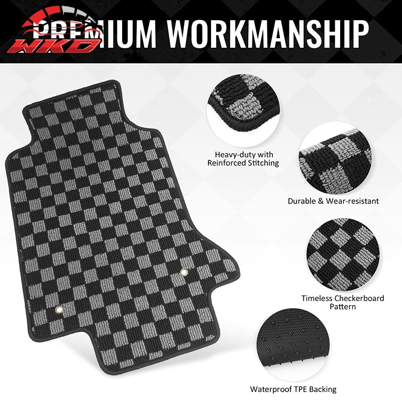 Wholesale 97-04 Chevy Corvette Floor Mats Non-Slip Carpets Checkered Black Gray Plaid - Wikond Auto