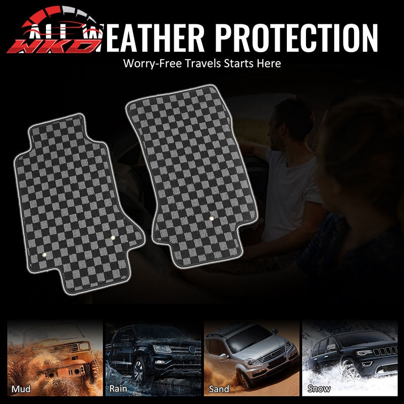 Wholesale 97-04 Chevy Corvette Floor Mats Non-Slip Carpets Checkered Black Gray Plaid - Wikond Auto