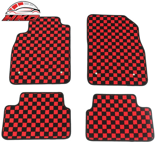 Wholesale 08-15 Chevy Cruze & 16 Limited Floor Mats Checkered Carpets Black Red Plaid - Wikond Auto