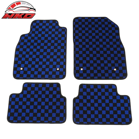 Wholesale 08-15 Chevy Cruze & 16 Limited Floor Mats Checkered Carpet Black Blue Plaid - Wikond Auto