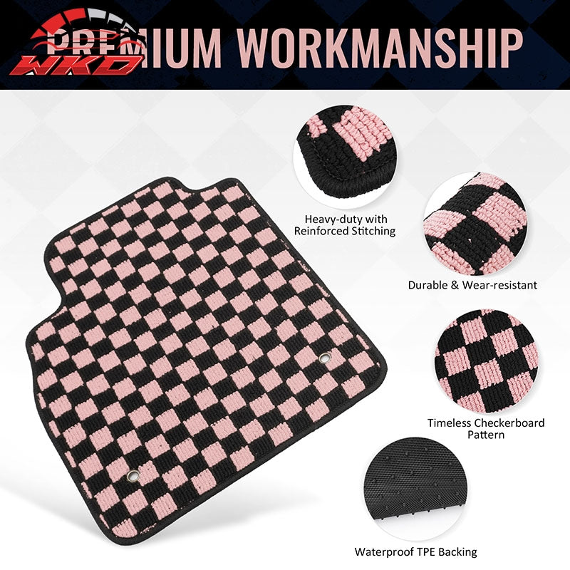 Wholesale 08-15 Chevy Cruze & 16 Limited Floor Mats Checkered Carpet Black Pink Plaid - Wikond Auto