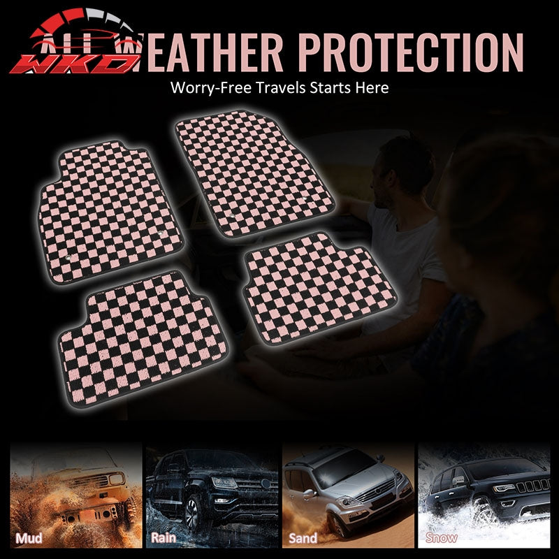 Wholesale 08-15 Chevy Cruze & 16 Limited Floor Mats Checkered Carpet Black Pink Plaid - Wikond Auto