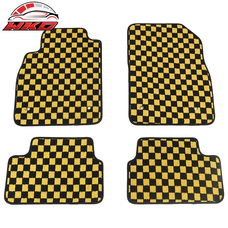 Wholesale 08-15 Chevy Cruze 16 Limited Floor Mats Checkered Carpet Black Yellow Plaid - Wikond Auto