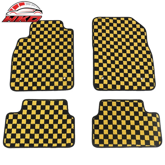 Wholesale 08-15 Chevy Cruze 16 Limited Floor Mats Checkered Carpet Black Yellow Plaid - Wikond Auto