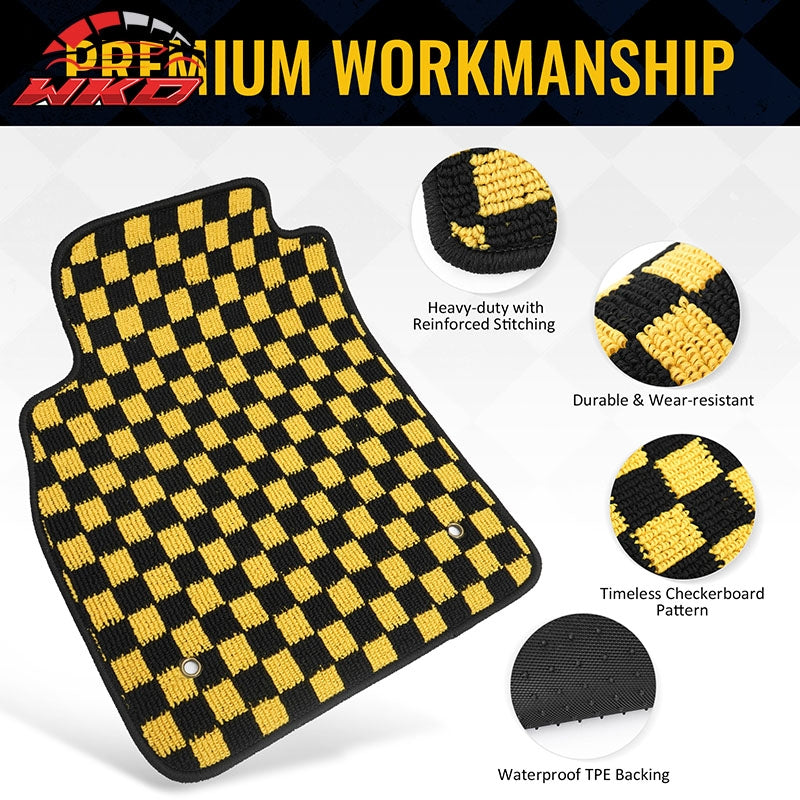 Wholesale 08-15 Chevy Cruze 16 Limited Floor Mats Checkered Carpet Black Yellow Plaid - Wikond Auto