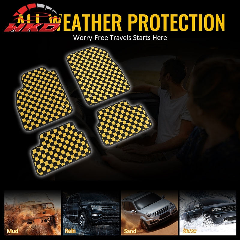 Wholesale 08-15 Chevy Cruze 16 Limited Floor Mats Checkered Carpet Black Yellow Plaid - Wikond Auto