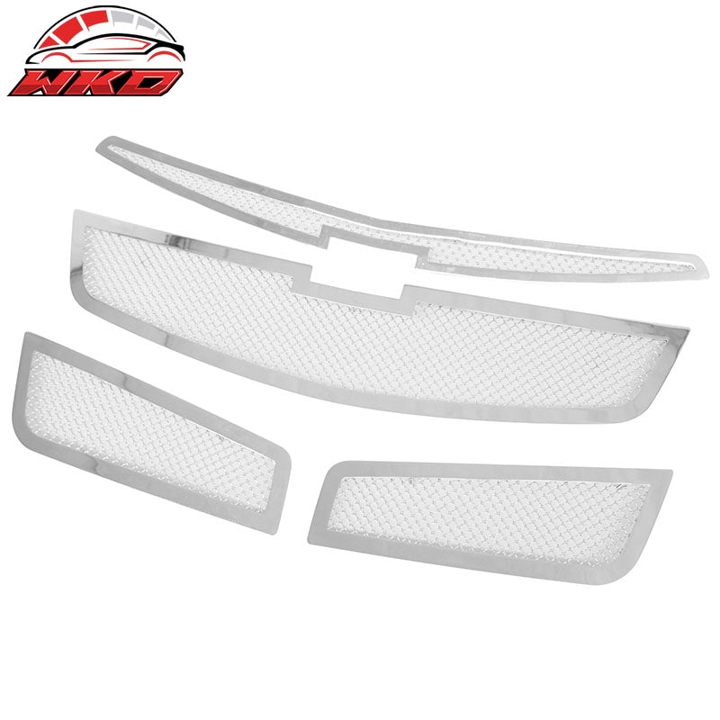 Fits 2011-2014 Chevy Cruze Chrome Mesh Front Upper Lower Grilles Stainless Steel