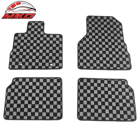 Wholesale 10-17 Chevy Equinox Floor Mats Non-Slip Carpets Checkered Black Gray Plaid - Wikond Auto