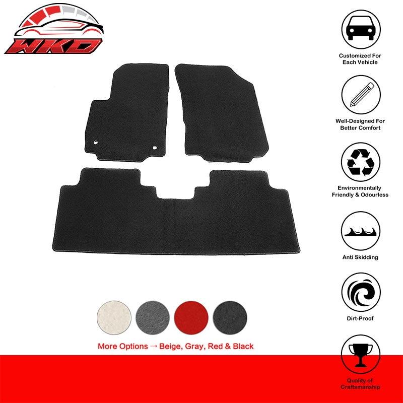 Fits 18-24 Chevy Equinox Car Floor Mats Front Rear 3PC Carpet Liner Black Set