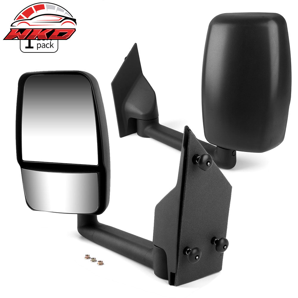 Fits 03-17 Chevy Express GMC Savana Side View Towing Mirrors Textured Black Left