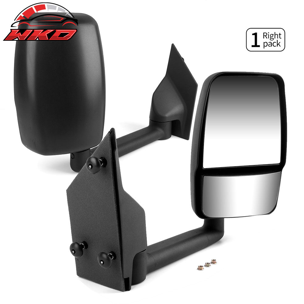 Fits 03-17 Chevy Express GMC Savana Side View Towing Mirror Textured Black Right