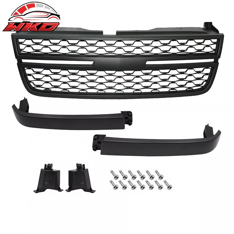 Fits 05-07 Chevy Silverado 1500 2500HD 3500 Front Upper Grille Matte Black