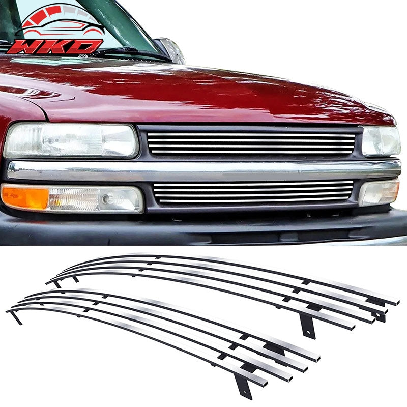 Wholesale 99-02 Chevy Silverado 1500 Billet Style Front Upper Grille Insert Chrome